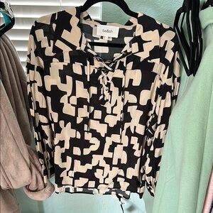 Ba&sh tied front Black and Cream Women's Top